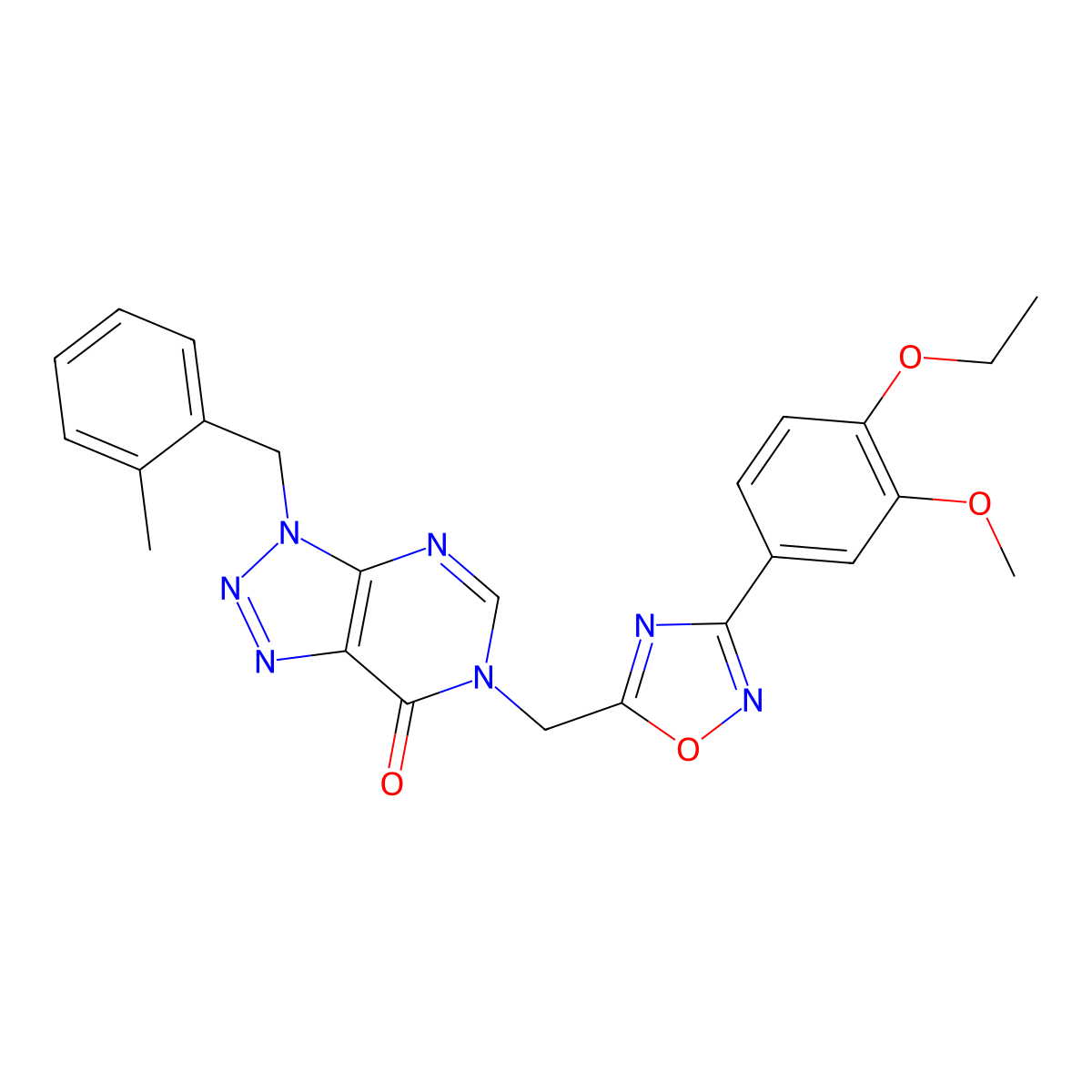 6-((3-(4-ethoxy-3-methoxyphenyl)-1,2,4-oxadiazol-5-yl)methyl)-3-(2-methylbenzyl)-3H-[1,2,3]triazolo[4,5-d]pyrimidin-7(6H)-one molecular structure, CAS 1207031-23-9