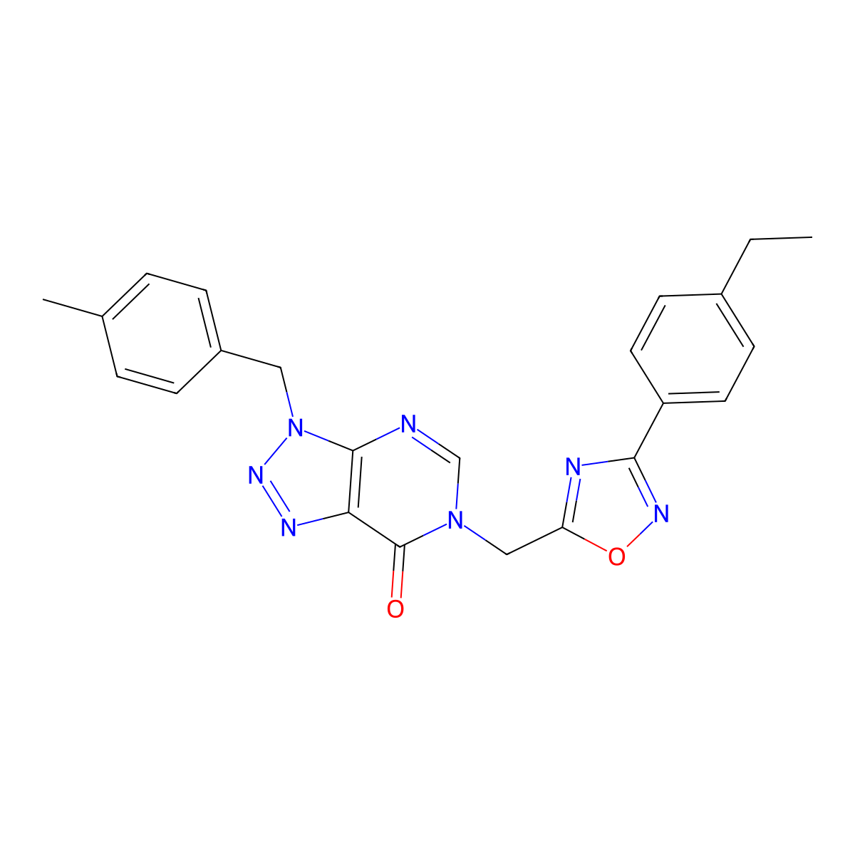 6-((3-(4-ethylphenyl)-1,2,4-oxadiazol-5-yl)methyl)-3-(4-methylbenzyl)-3H-[1,2,3]triazolo[4,5-d]pyrimidin-7(6H)-one molecular structure, CAS 1207031-25-1
