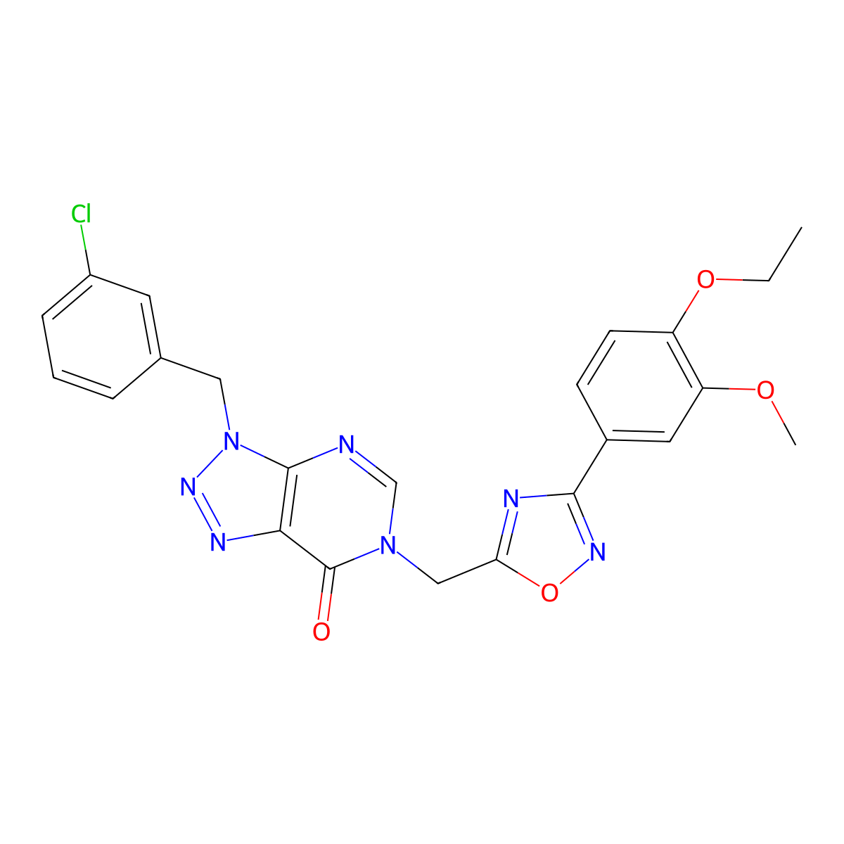 3-(3-chlorobenzyl)-6-((3-(4-ethoxy-3-methoxyphenyl)-1,2,4-oxadiazol-5-yl)methyl)-3H-[1,2,3]triazolo[4,5-d]pyrimidin-7(6H)-one molecular structure, CAS 1207031-26-2