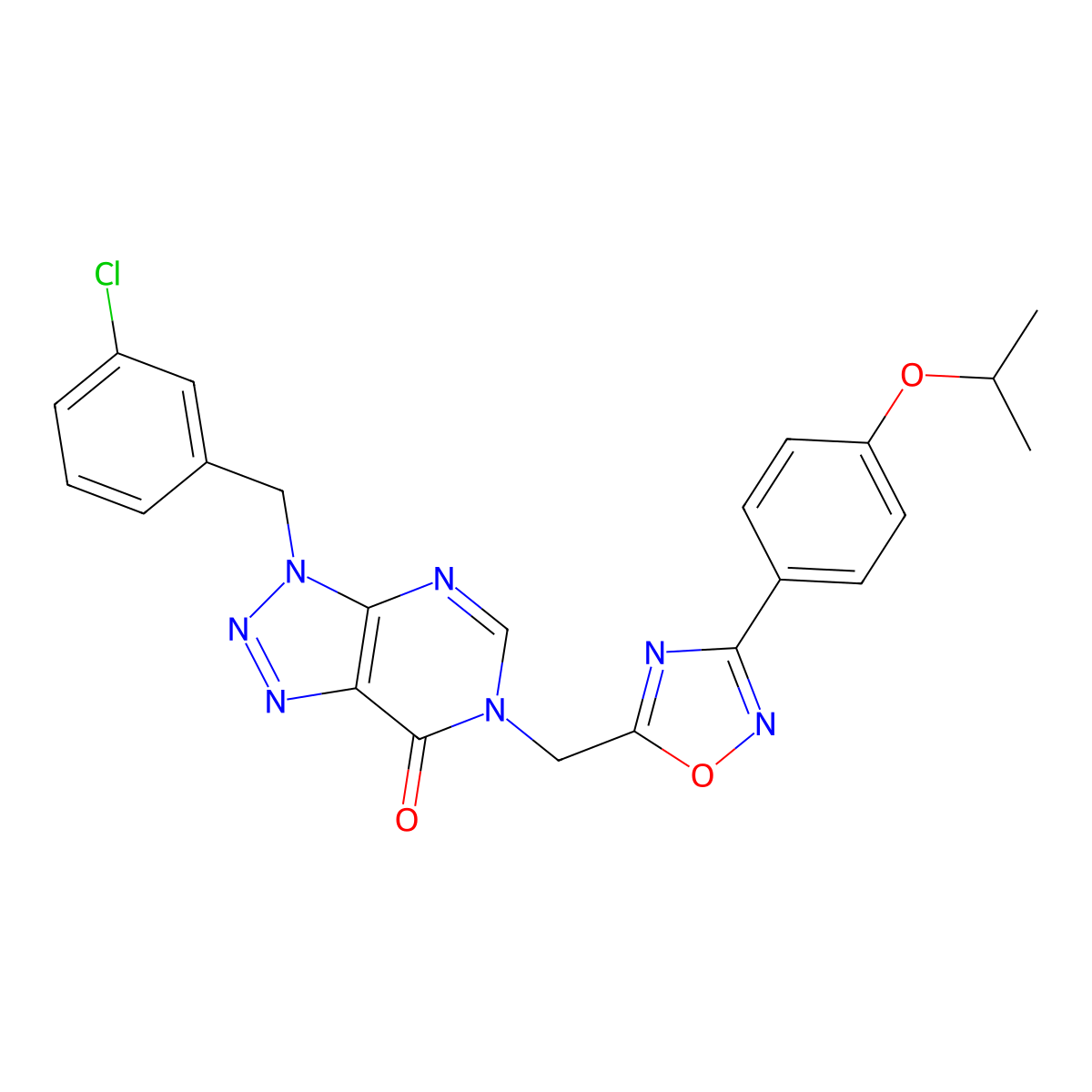 3-(3-chlorobenzyl)-6-((3-(4-isopropoxyphenyl)-1,2,4-oxadiazol-5-yl)methyl)-3H-[1,2,3]triazolo[4,5-d]pyrimidin-7(6H)-one molecular structure, CAS 1207031-27-3