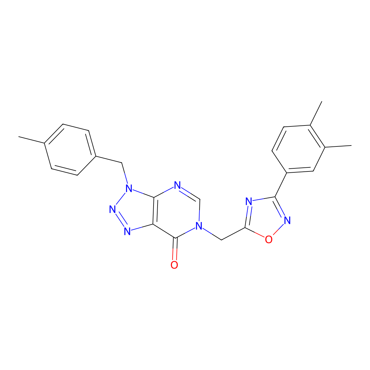6-((3-(3,4-dimethylphenyl)-1,2,4-oxadiazol-5-yl)methyl)-3-(4-methylbenzyl)-3H-[1,2,3]triazolo[4,5-d]pyrimidin-7(6H)-one molecular structure, CAS 1207031-29-5