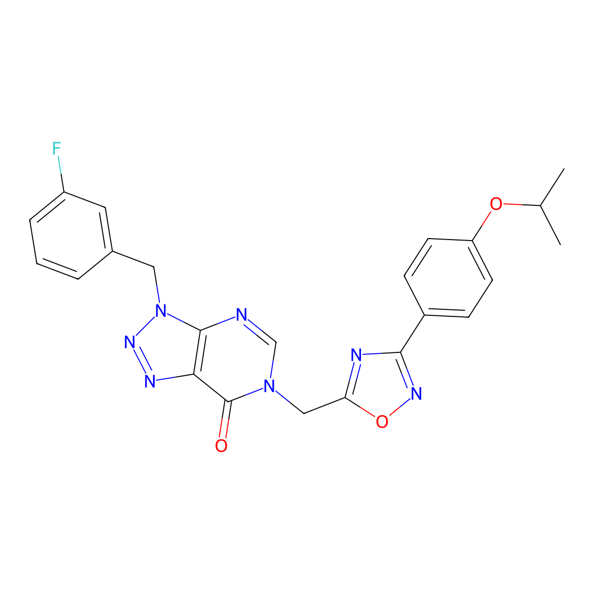 3-(3-fluorobenzyl)-6-((3-(4-isopropoxyphenyl)-1,2,4-oxadiazol-5-yl)methyl)-3H-[1,2,3]triazolo[4,5-d]pyrimidin-7(6H)-one molecular structure, CAS 1207031-33-1