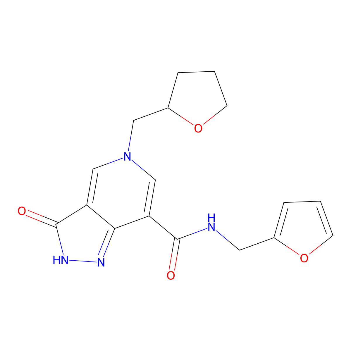 N-(furan-2-ylmethyl)-3-oxo-5-((tetrahydrofuran-2-yl)methyl)-3,5-dihydro-2H-pyrazolo[4,3-c]pyridine-7-carboxamide molecular structure, CAS 1207031-36-4