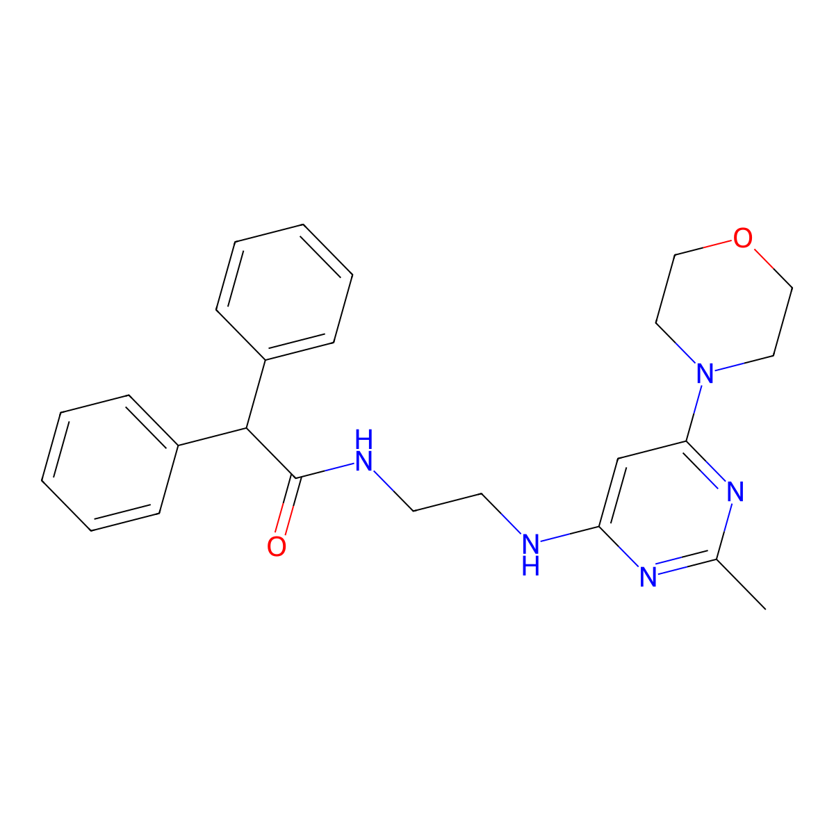N-(2-((2-methyl-6-morpholinopyrimidin-4-yl)amino)ethyl)-2,2-diphenylacetamide molecular structure, CAS 1207031-41-1