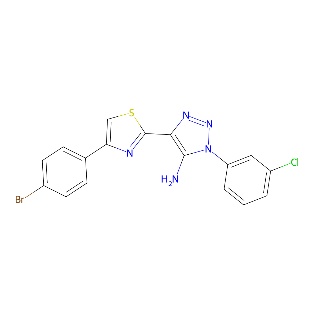 4-[4-(4-bromophenyl)-1,3-thiazol-2-yl]-1-(3-chlorophenyl)-1H-1,2,3-triazol-5-amine molecular structure, CAS 1207031-42-2