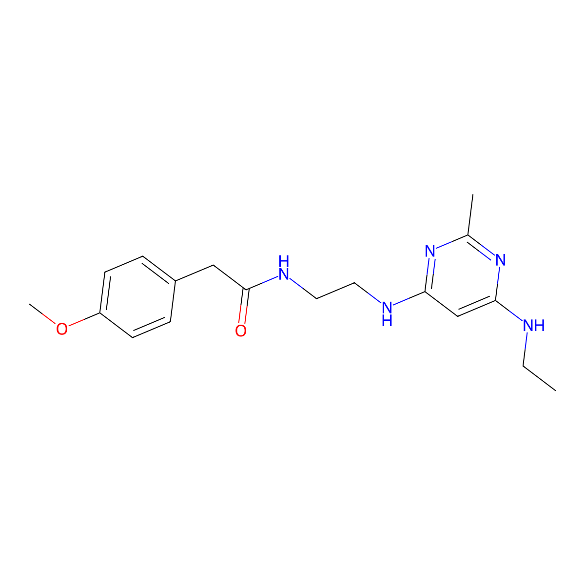 N-(2-{[6-(ethylamino)-2-methylpyrimidin-4-yl]amino}ethyl)-2-(4-methoxyphenyl)acetamide molecular structure, CAS 1207031-43-3