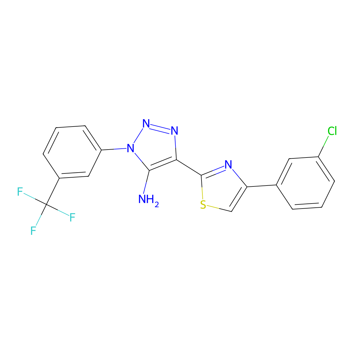 4-[4-(3-chlorophenyl)-1,3-thiazol-2-yl]-1-[3-(trifluoromethyl)phenyl]-1H-1,2,3-triazol-5-amine molecular structure, CAS 1207031-44-4