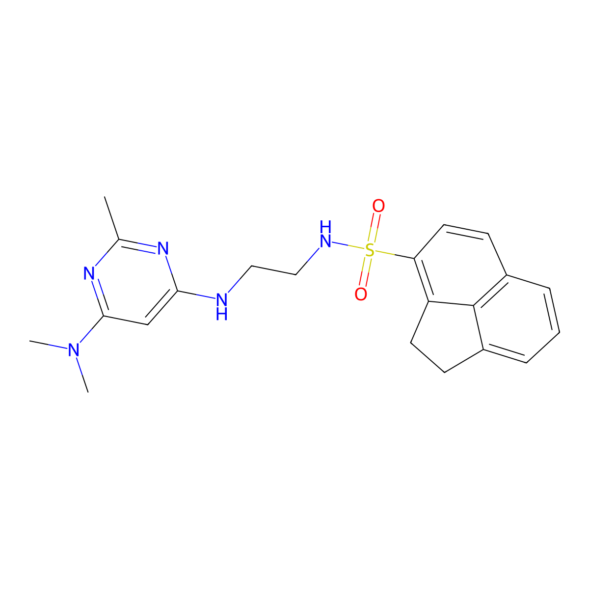 N-(2-((6-(dimethylamino)-2-methylpyrimidin-4-yl)amino)ethyl)-1,2-dihydroacenaphthylene-3-sulfonamide molecular structure, CAS 1207031-45-5
