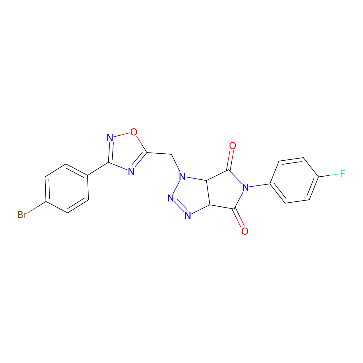 1-{[3-(4-bromophenyl)-1,2,4-oxadiazol-5-yl]methyl}-5-(4-fluorophenyl)-1H,3aH,4H,5H,6H,6aH-pyrrolo[3,4-d][1,2,3]triazole-4,6-dione molecular structure, CAS 1207031-51-3