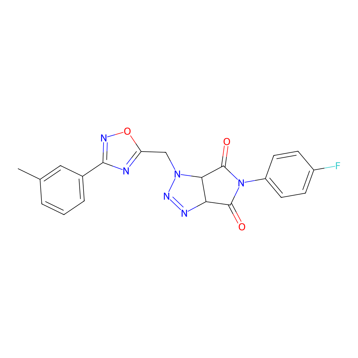 5-(4-fluorophenyl)-1-((3-(m-tolyl)-1,2,4-oxadiazol-5-yl)methyl)-1,6a-dihydropyrrolo[3,4-d][1,2,3]triazole-4,6(3aH,5H)-dione molecular structure, CAS 1207031-55-7