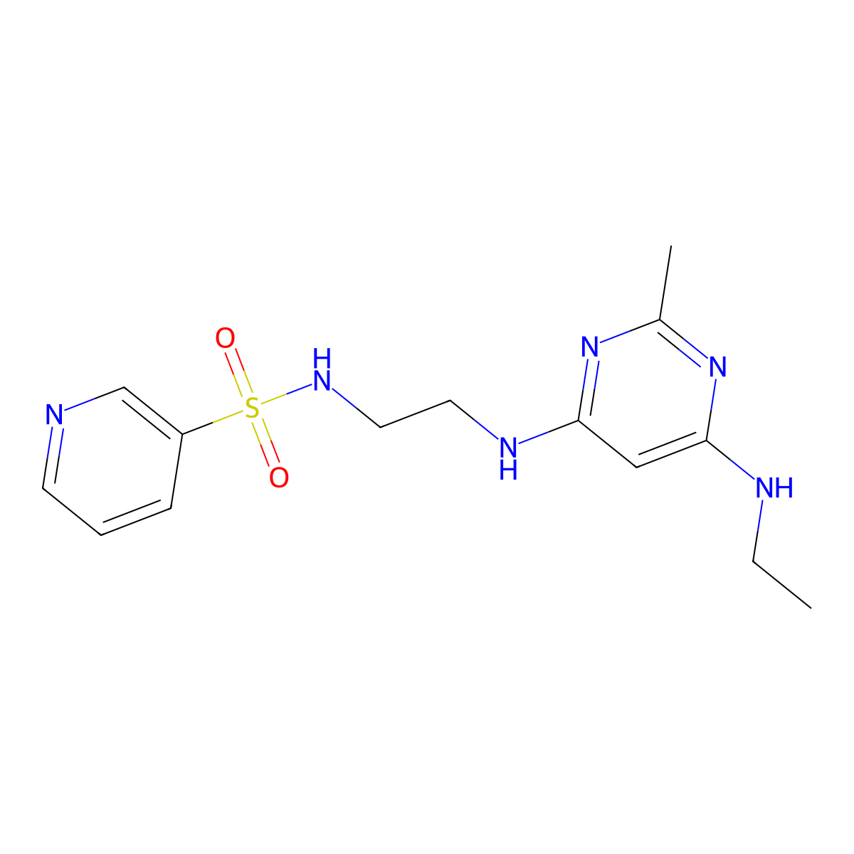 N-(2-((6-(ethylamino)-2-methylpyrimidin-4-yl)amino)ethyl)pyridine-3-sulfonamide molecular structure, CAS 1207031-56-8