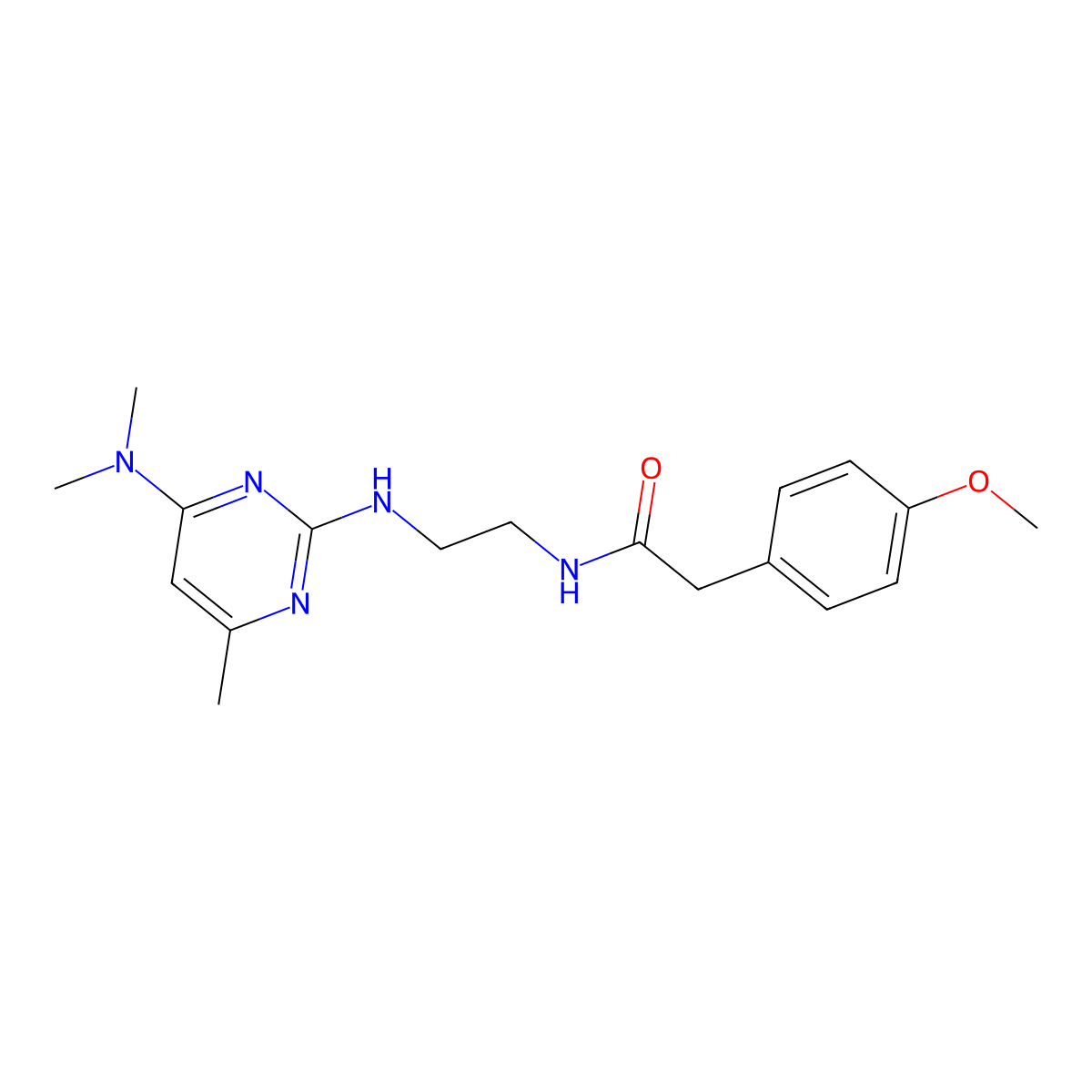 N-(2-{[4-(dimethylamino)-6-methylpyrimidin-2-yl]amino}ethyl)-2-(4-methoxyphenyl)acetamide molecular structure, CAS 1207031-60-4