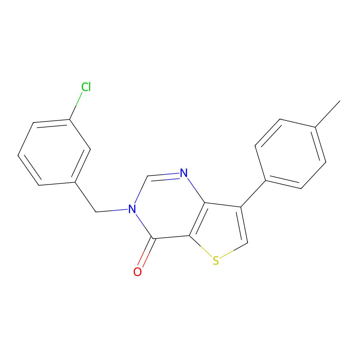 3-(3-chlorobenzyl)-7-(4-methylphenyl)thieno[3,2-d]pyrimidin-4(3H)-one molecular structure, CAS 1207031-61-5
