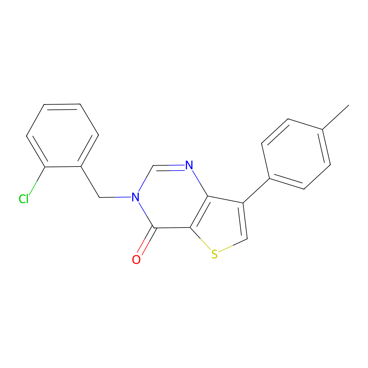 3-(2-chlorobenzyl)-7-(4-methylphenyl)thieno[3,2-d]pyrimidin-4(3H)-one molecular structure, CAS 1207031-62-6