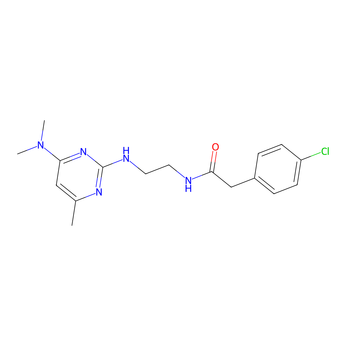 2-(4-chlorophenyl)-N-(2-{[4-(dimethylamino)-6-methylpyrimidin-2-yl]amino}ethyl)acetamide molecular structure, CAS 1207031-64-8