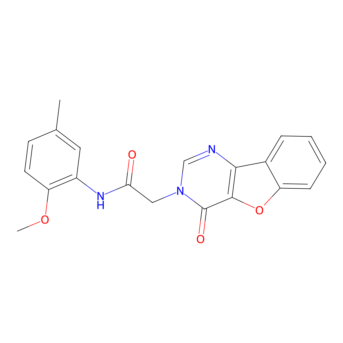 N-(2-methoxy-5-methylphenyl)-2-{6-oxo-8-oxa-3,5-diazatricyclo[7.4.0.0^{2,7}]trideca-1(9),2(7),3,10,12-pentaen-5-yl}acetamide molecular structure, CAS 1207031-65-9