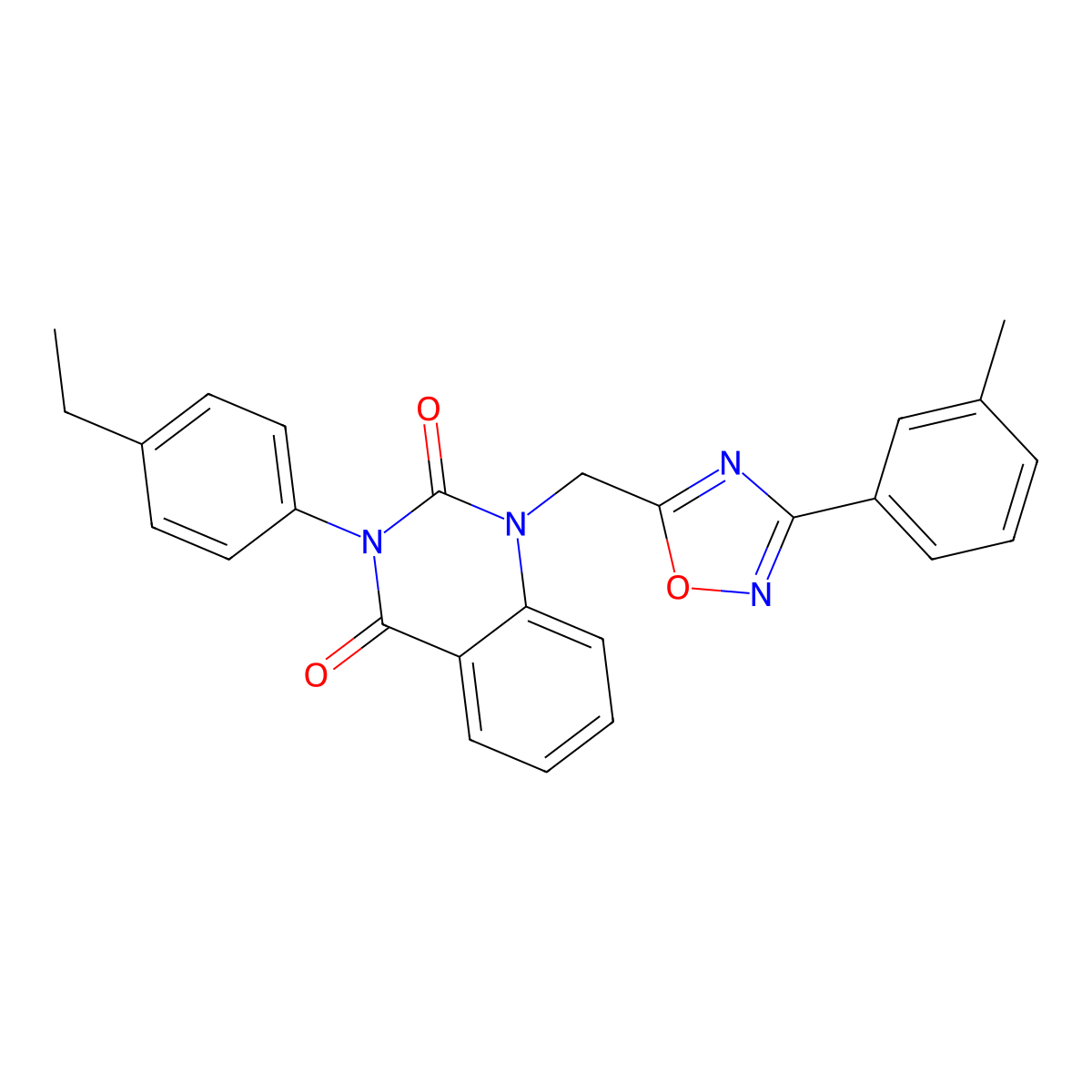 3-(4-ethylphenyl)-1-((3-(m-tolyl)-1,2,4-oxadiazol-5-yl)methyl)quinazoline-2,4(1H,3H)-dione molecular structure, CAS 1207031-69-3