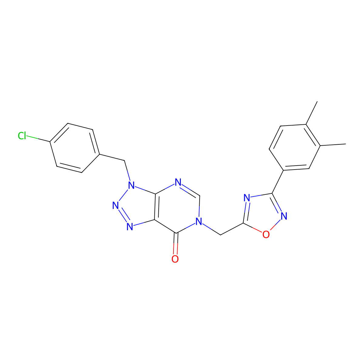 3-(4-chlorobenzyl)-6-((3-(3,4-dimethylphenyl)-1,2,4-oxadiazol-5-yl)methyl)-3H-[1,2,3]triazolo[4,5-d]pyrimidin-7(6H)-one molecular structure, CAS 1207031-70-6