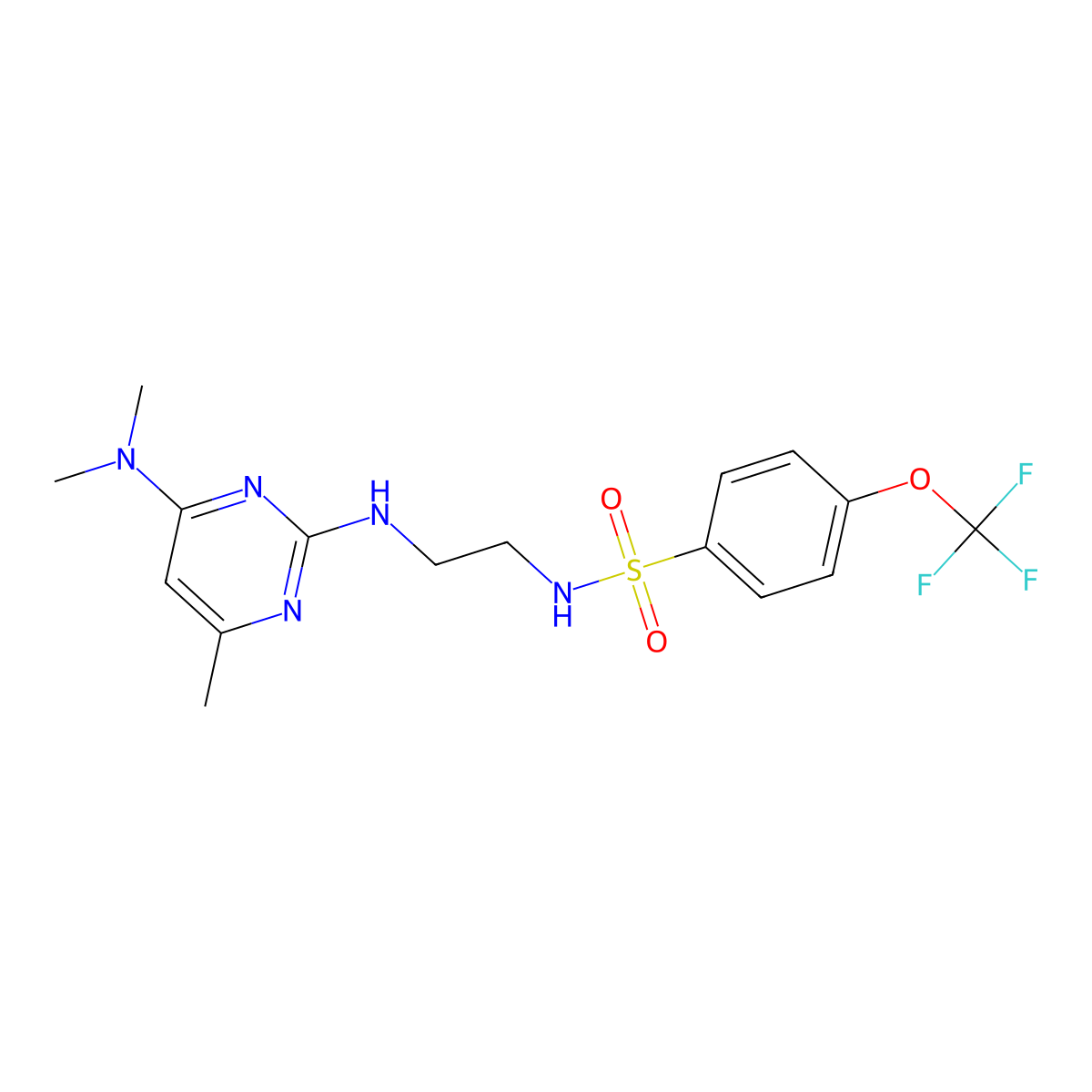 N-(2-((4-(dimethylamino)-6-methylpyrimidin-2-yl)amino)ethyl)-4-(trifluoromethoxy)benzenesulfonamide molecular structure, CAS 1207031-71-7