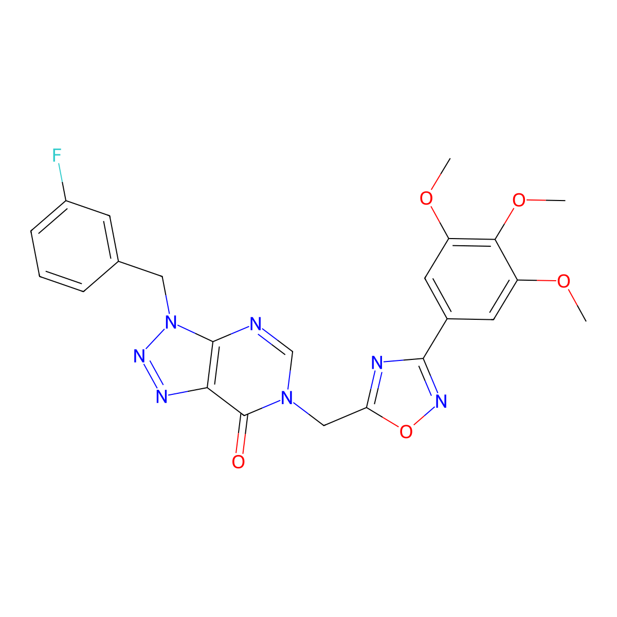3-(3-fluorobenzyl)-6-((3-(3,4,5-trimethoxyphenyl)-1,2,4-oxadiazol-5-yl)methyl)-3H-[1,2,3]triazolo[4,5-d]pyrimidin-7(6H)-one molecular structure, CAS 1207031-72-8