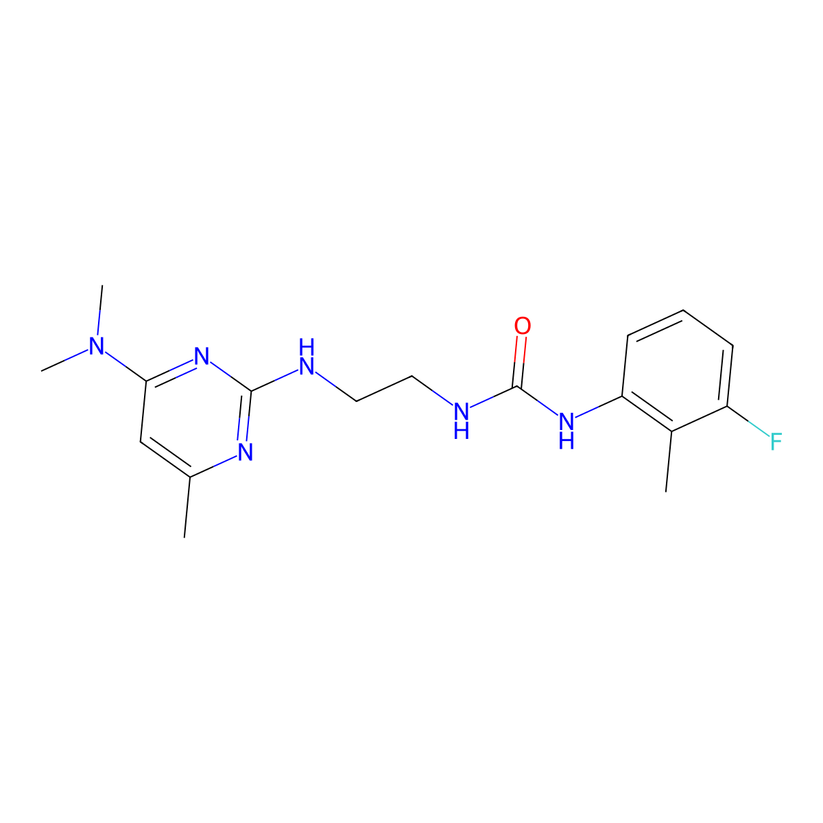 1-(2-((4-(Dimethylamino)-6-methylpyrimidin-2-yl)amino)ethyl)-3-(3-fluoro-2-methylphenyl)urea molecular structure, CAS 1207031-73-9