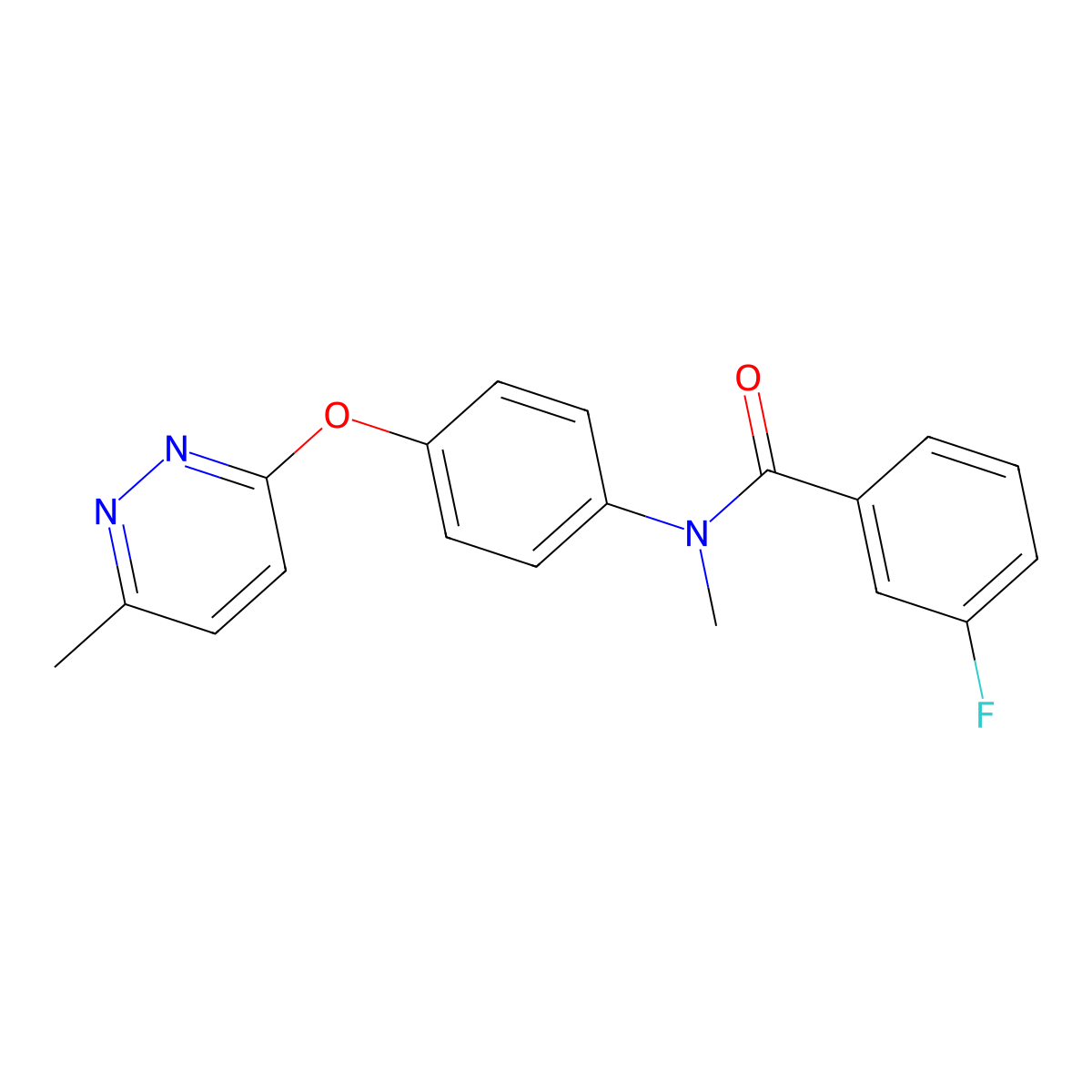 3-fluoro-N-methyl-N-{4-[(6-methylpyridazin-3-yl)oxy]phenyl}benzamide molecular structure, CAS 1207031-77-3