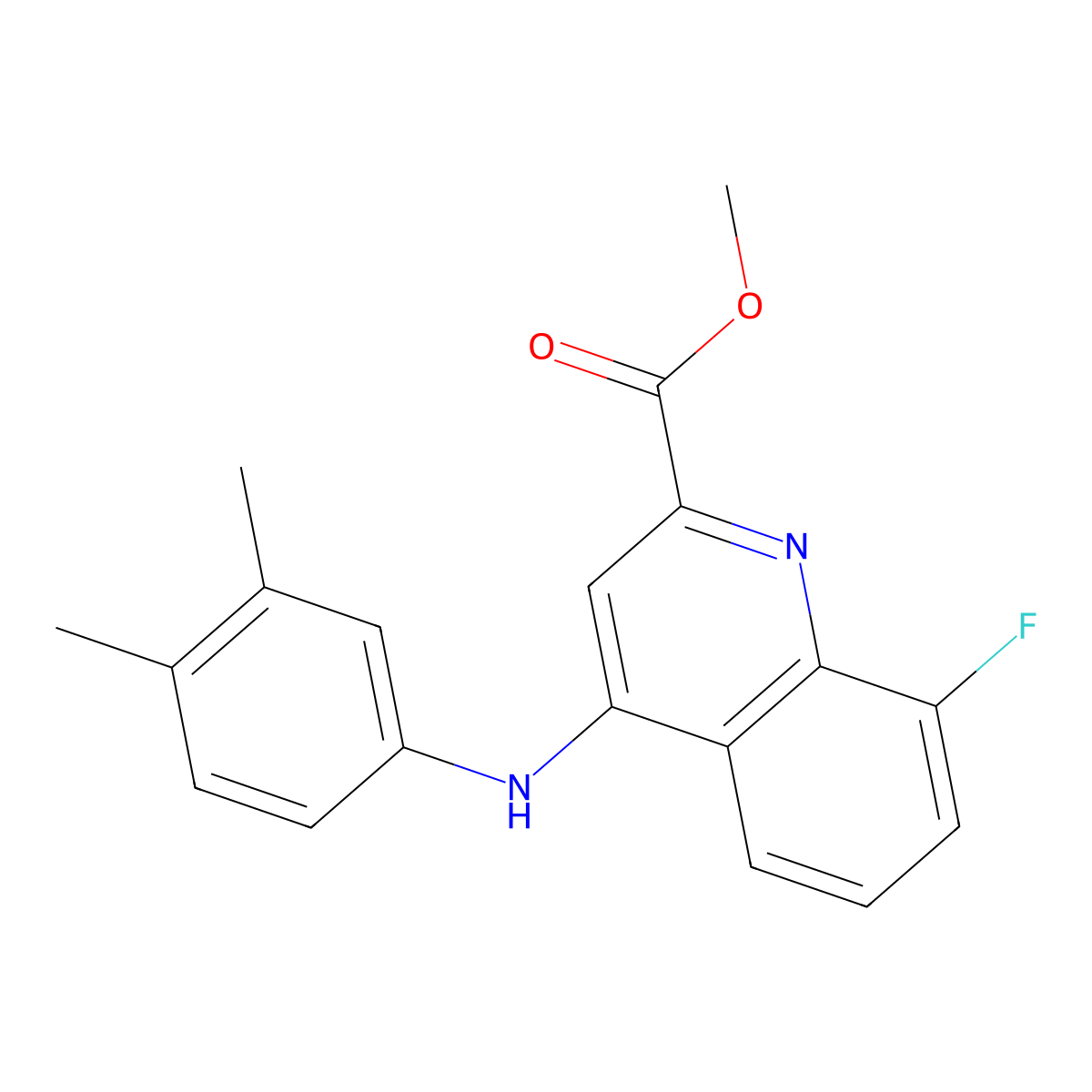 Methyl 4-[(3,4-dimethylphenyl)amino]-8-fluoroquinoline-2-carboxylate molecular structure, CAS 1207031-85-3