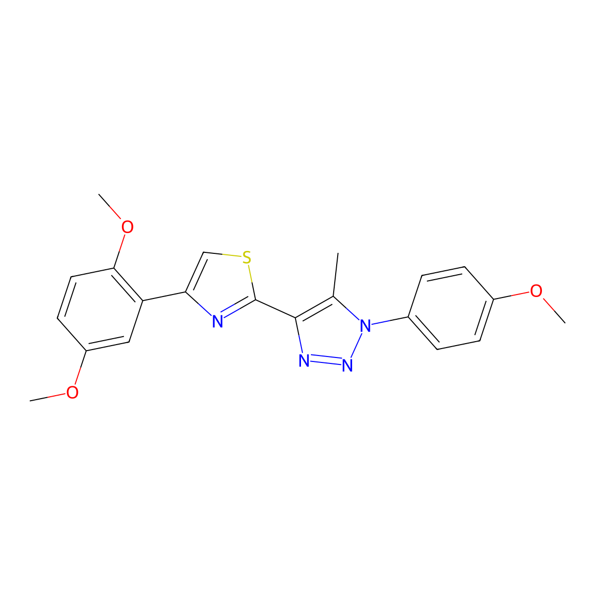 4-(2,5-dimethoxyphenyl)-2-(1-(4-methoxyphenyl)-5-methyl-1H-1,2,3-triazol-4-yl)thiazole molecular structure, CAS 1207031-88-6