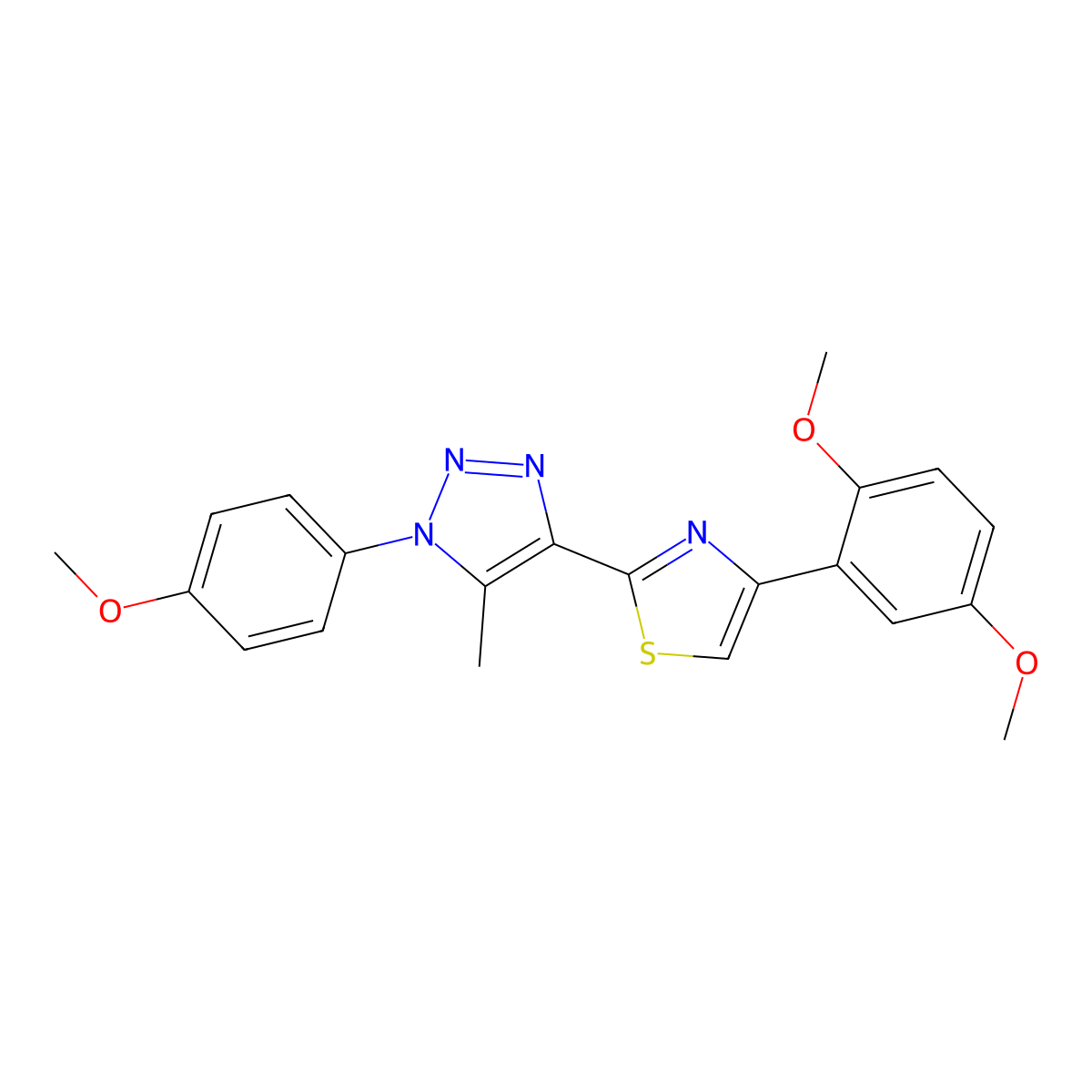 4-(2,5-dimethoxyphenyl)-2-(1-(4-methoxyphenyl)-5-methyl-1H-1,2,3-triazol-4-yl)thiazole molecular structure, CAS 1207031-88-6