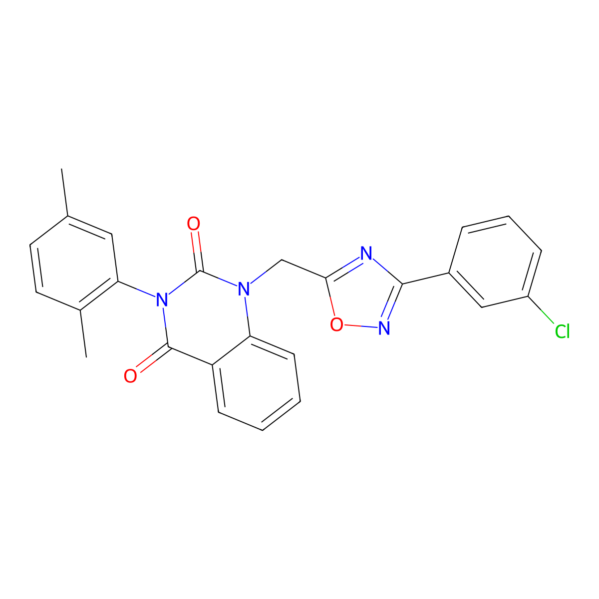 1-((3-(3-chlorophenyl)-1,2,4-oxadiazol-5-yl)methyl)-3-(2,5-dimethylphenyl)quinazoline-2,4(1H,3H)-dione molecular structure, CAS 1207031-91-1