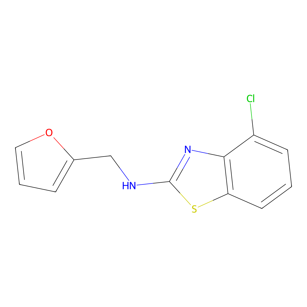 4-chloro-N-(furan-2-ylmethyl)benzo[d]thiazol-2-amine molecular structure, CAS 1207031-92-2