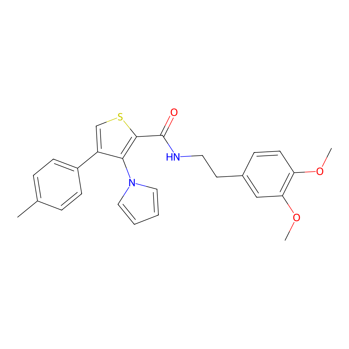 N-[2-(3,4-dimethoxyphenyl)ethyl]-4-(4-methylphenyl)-3-(1H-pyrrol-1-yl)thiophene-2-carboxamide molecular structure, CAS 1207031-94-4