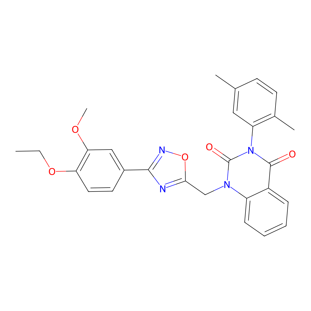 3-(2,5-dimethylphenyl)-1-((3-(4-ethoxy-3-methoxyphenyl)-1,2,4-oxadiazol-5-yl)methyl)quinazoline-2,4(1H,3H)-dione molecular structure, CAS 1207031-95-5