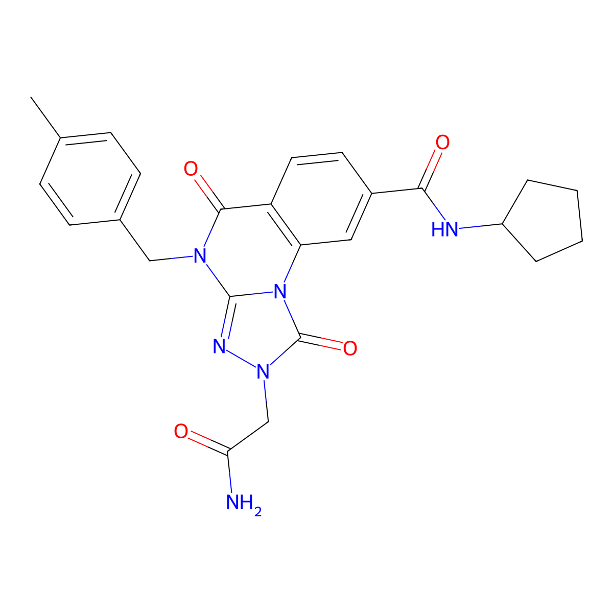 2-(2-amino-2-oxoethyl)-N-cyclopentyl-4-(4-methylbenzyl)-1,5-dioxo-1,2,4,5-tetrahydro-[1,2,4]triazolo[4,3-a]quinazoline-8-carboxamide molecular structure, CAS 1207031-98-8