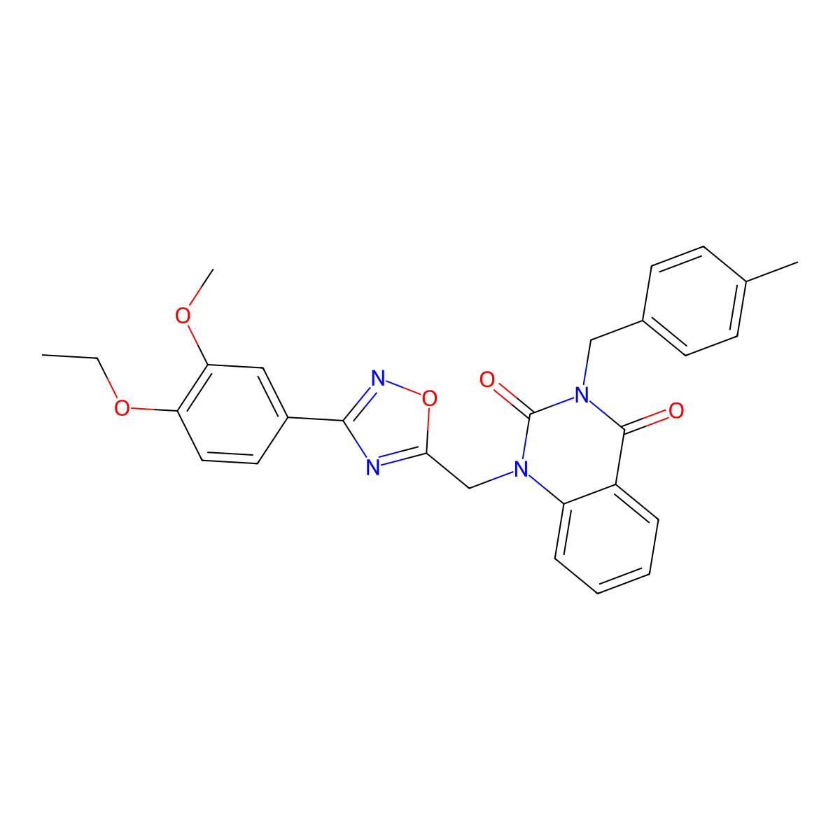 1-((3-(4-ethoxy-3-methoxyphenyl)-1,2,4-oxadiazol-5-yl)methyl)-3-(4-methylbenzyl)quinazoline-2,4(1H,3H)-dione molecular structure, CAS 1207032-01-6
