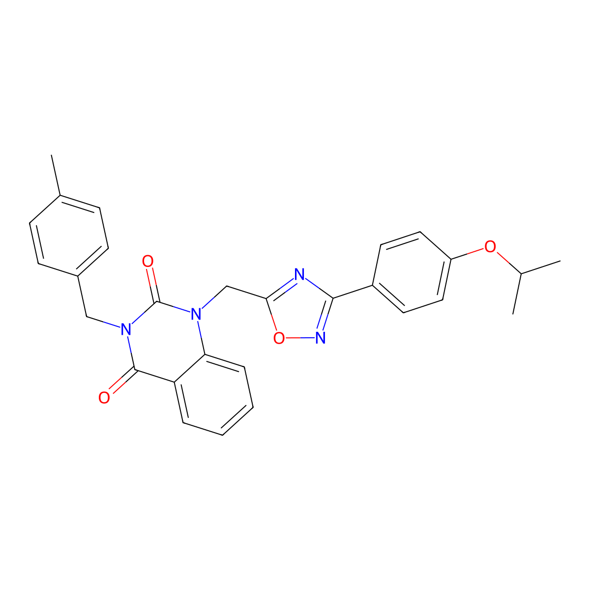 1-((3-(4-isopropoxyphenyl)-1,2,4-oxadiazol-5-yl)methyl)-3-(4-methylbenzyl)quinazoline-2,4(1H,3H)-dione molecular structure, CAS 1207032-05-0