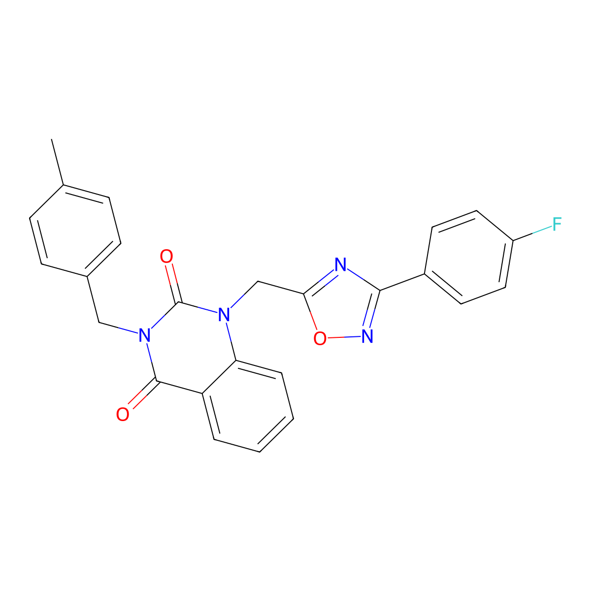 1-((3-(4-fluorophenyl)-1,2,4-oxadiazol-5-yl)methyl)-3-(4-methylbenzyl)quinazoline-2,4(1H,3H)-dione molecular structure, CAS 1207032-07-2