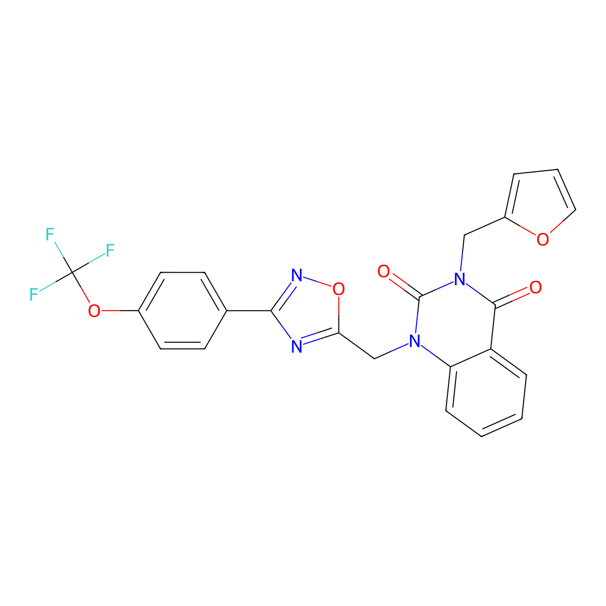 3-(furan-2-ylmethyl)-1-((3-(4-(trifluoromethoxy)phenyl)-1,2,4-oxadiazol-5-yl)methyl)quinazoline-2,4(1H,3H)-dione molecular structure, CAS 1207032-15-2