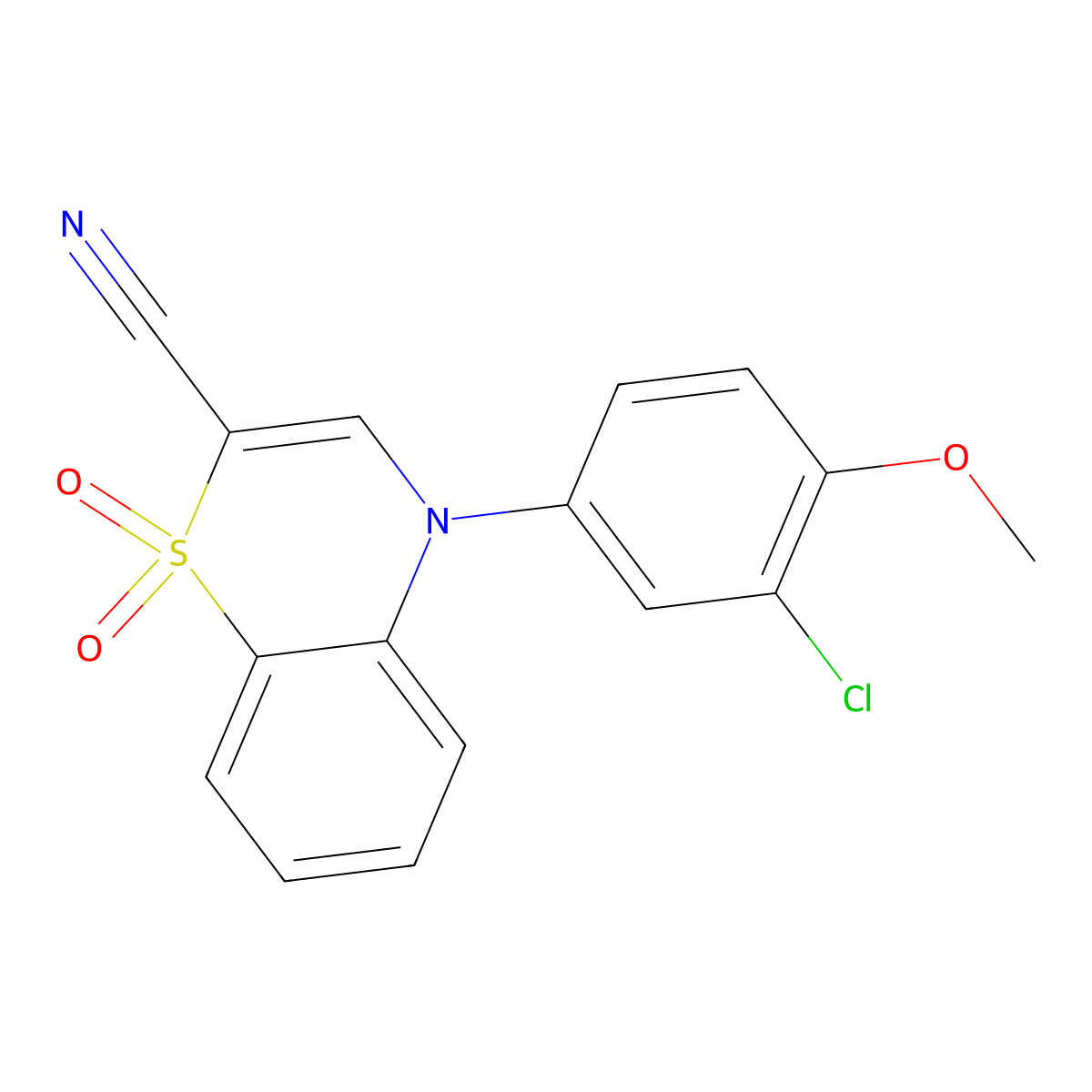 4-(3-chloro-4-methoxyphenyl)-4H-1,4-benzothiazine-2-carbonitrile 1,1-dioxide molecular structure, CAS 1207032-16-3