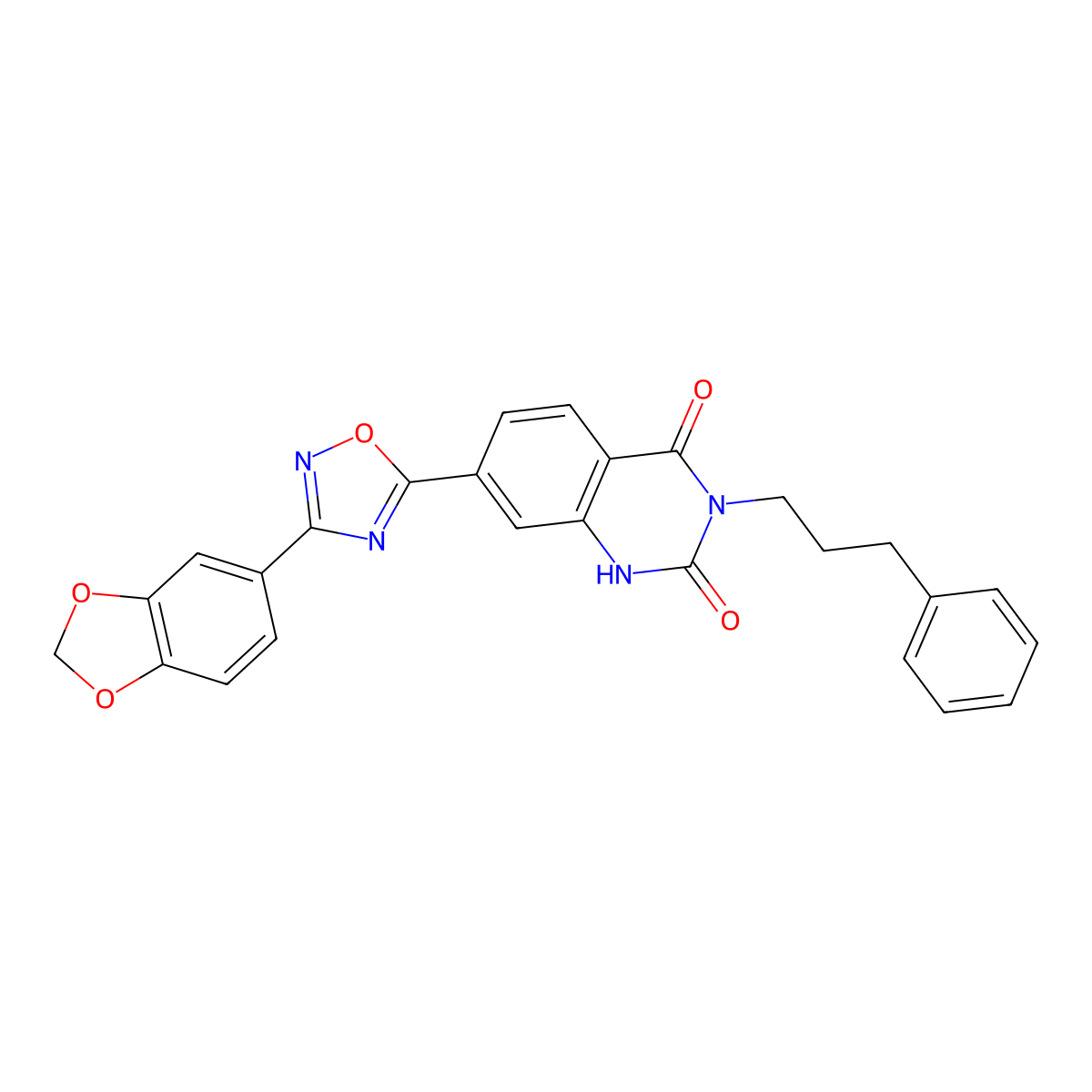 7-(3-(benzo[d][1,3]dioxol-5-yl)-1,2,4-oxadiazol-5-yl)-3-(3-phenylpropyl)quinazoline-2,4(1H,3H)-dione molecular structure, CAS 1207032-19-6