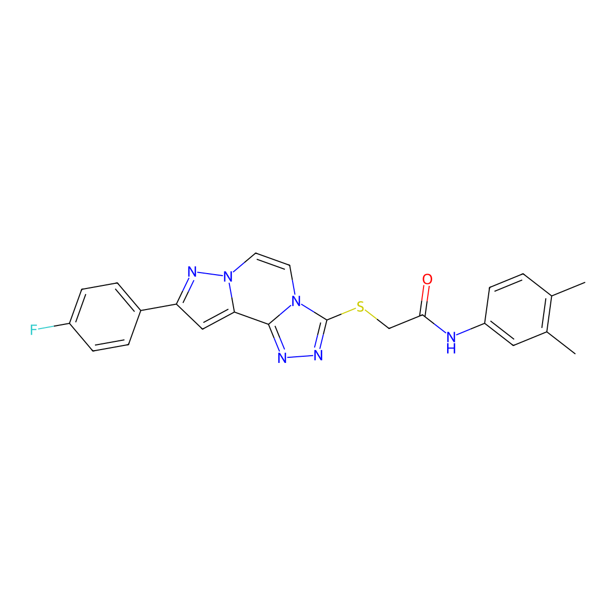 N-(3,4-dimethylphenyl)-2-((9-(4-fluorophenyl)pyrazolo[1,5-a][1,2,4]triazolo[3,4-c]pyrazin-3-yl)thio)acetamide molecular structure, CAS 1207032-26-5
