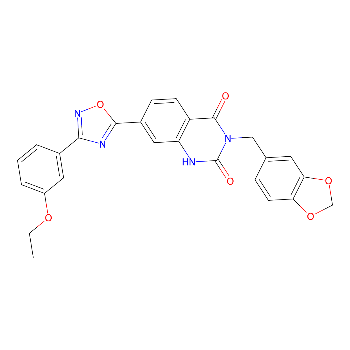 3-[(2H-1,3-benzodioxol-5-yl)methyl]-7-[3-(3-ethoxyphenyl)-1,2,4-oxadiazol-5-yl]-1,2,3,4-tetrahydroquinazoline-2,4-dione molecular structure, CAS 1207032-30-1