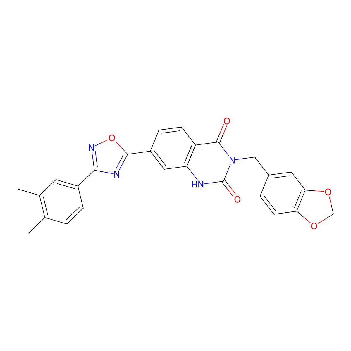 3-[(2H-1,3-benzodioxol-5-yl)methyl]-7-[3-(3,4-dimethylphenyl)-1,2,4-oxadiazol-5-yl]-1,2,3,4-tetrahydroquinazoline-2,4-dione molecular structure, CAS 1207032-35-6