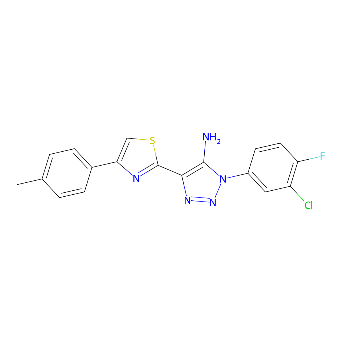 1-(3-chloro-4-fluorophenyl)-4-[4-(4-methylphenyl)-1,3-thiazol-2-yl]-1H-1,2,3-triazol-5-amine molecular structure, CAS 1207032-39-0