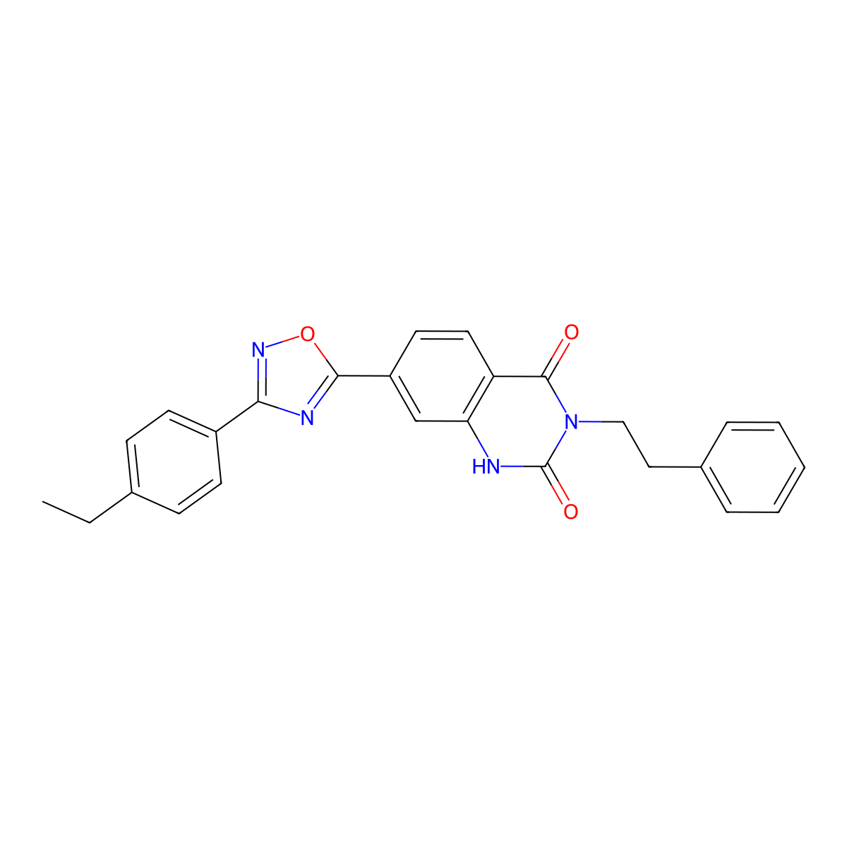 7-(3-(4-ethylphenyl)-1,2,4-oxadiazol-5-yl)-3-phenethylquinazoline-2,4(1H,3H)-dione molecular structure, CAS 1207032-45-8