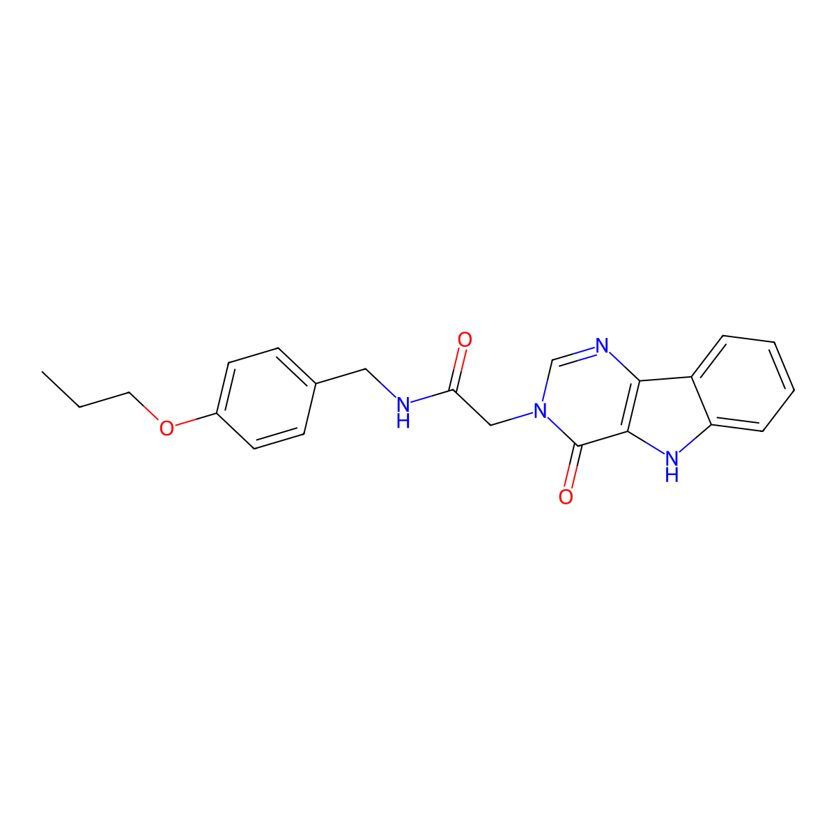 2-(4-oxo-4,5-dihydro-3H-pyrimido[5,4-b]indol-3-yl)-N-(4-propoxybenzyl)acetamide molecular structure, CAS 1207032-46-9