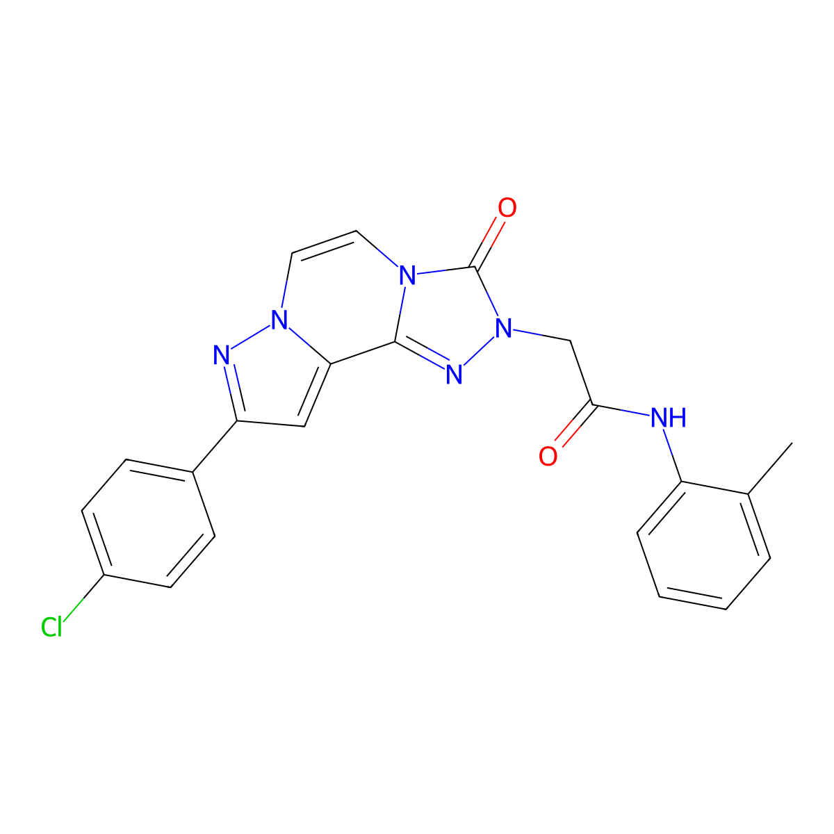 2-[11-(4-chlorophenyl)-5-oxo-3,4,6,9,10-pentaazatricyclo[7.3.0.0^{2,6}]dodeca-1(12),2,7,10-tetraen-4-yl]-N-(2-methylphenyl)acetamide molecular structure, CAS 1207032-51-6