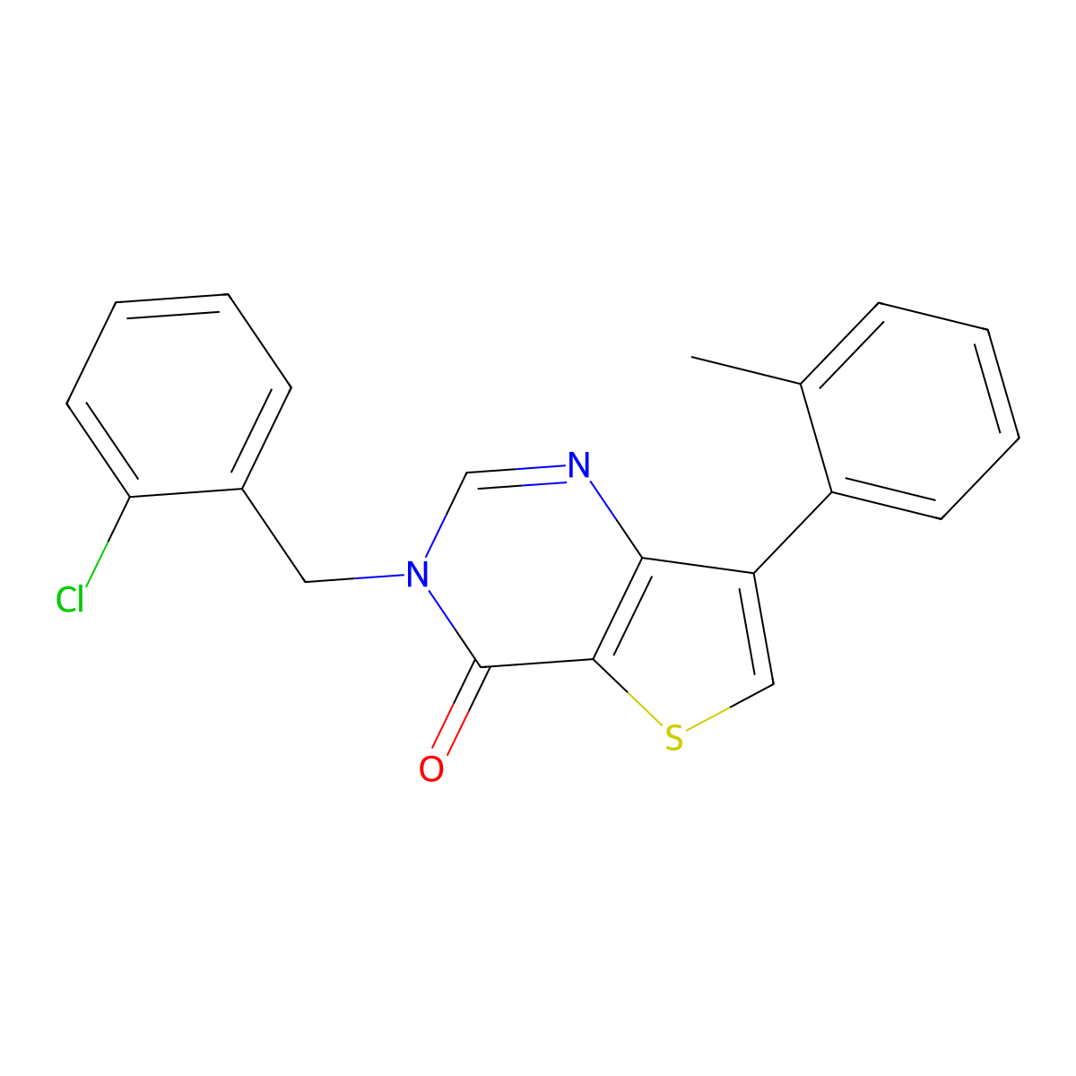 3-(2-chlorobenzyl)-7-(2-methylphenyl)thieno[3,2-d]pyrimidin-4(3H)-one molecular structure, CAS 1207032-52-7