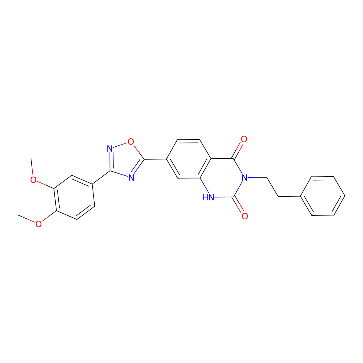 7-(3-(3,4-dimethoxyphenyl)-1,2,4-oxadiazol-5-yl)-3-phenethylquinazoline-2,4(1H,3H)-dione molecular structure, CAS 1207032-58-3