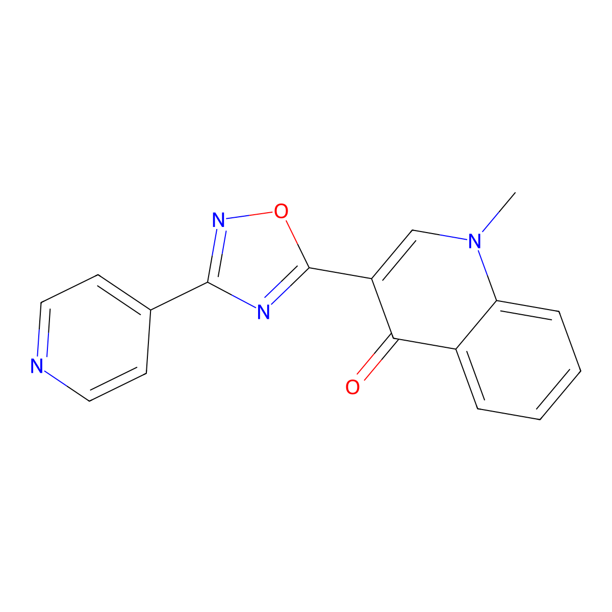 1-methyl-3-(3-(pyridin-4-yl)-1,2,4-oxadiazol-5-yl)quinolin-4(1H)-one molecular structure, CAS 1207032-63-0